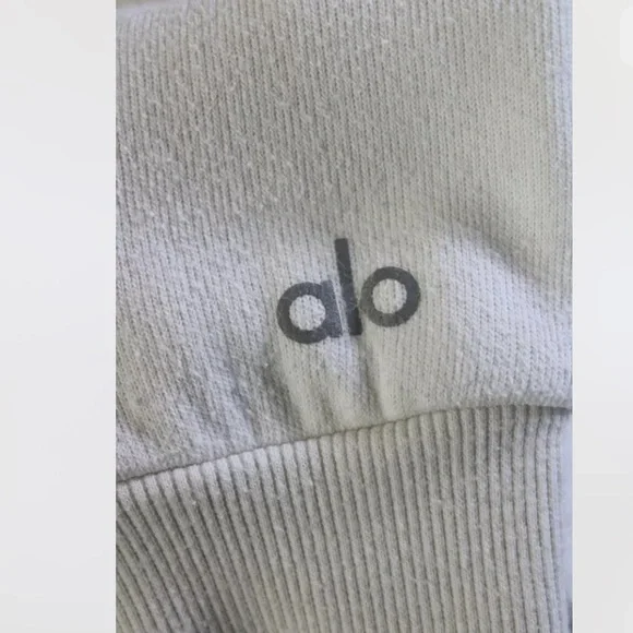 Alo Knit Fleece Lined Long Sleeve Hoodie Sweatshirt White Small off white - Picture 5 of 8